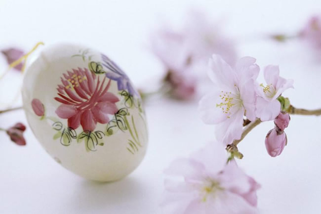 清明节美食画卵：将鸡蛋染成蓝、红等颜色，互相赠送